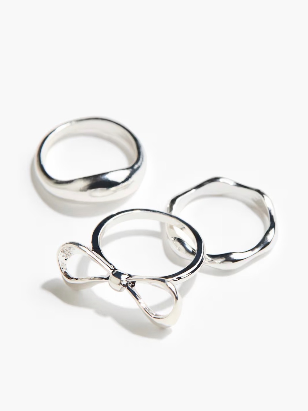 Silver Bow Triple Ring -Style Stackable Ring